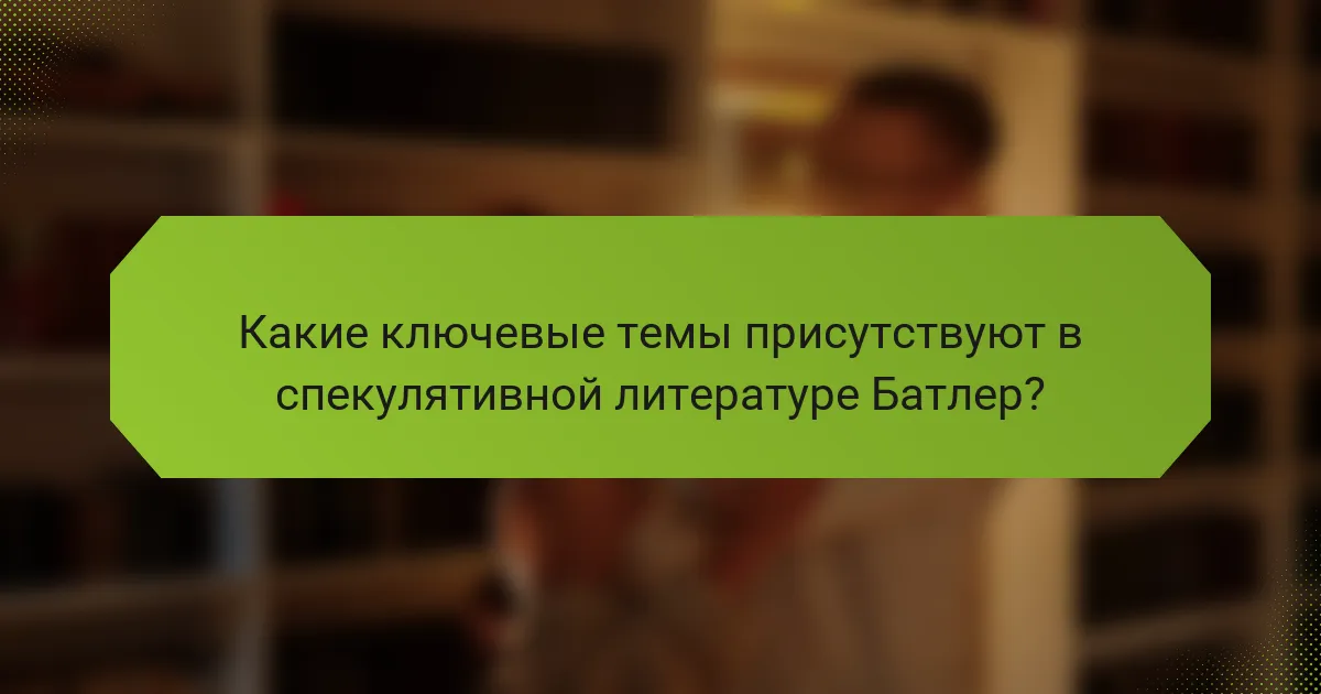 Какие ключевые темы присутствуют в спекулятивной литературе Батлер?